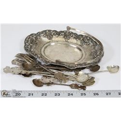 ASSORTED ANTIQUE SILVER METAL DISH