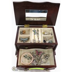 ESTATE JEWELLERY BOX WITH CONTENTS  FULL