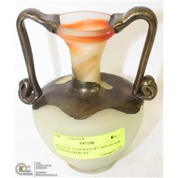 VINTAGE FILIP RAVERT ART GLASS / COPPER OVERLAY