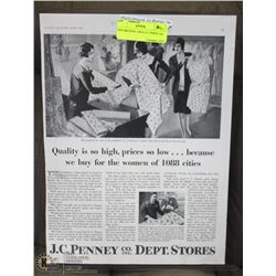 1929 ORIGINAL 10X14 J.C. PENNY AD.