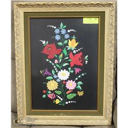 ESTATE EUROPEAN STYLE NEEDLEWORK FRAMED PICTURE