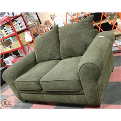 72" DARK GREEN CLOTH TWEED LOVESEAT