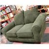 Image 1 : 72" DARK GREEN CLOTH TWEED LOVESEAT