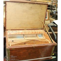 ANTIQUE CARPENTERS TOOL CHEST ON ROLLING CART