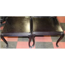 2 BLACK WOOD END TABLES 25"X27" EACH