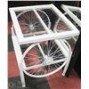 Image 1 : REPURPOSED WINDOW FRAME BIKE WHEEL PLANT TABLE.