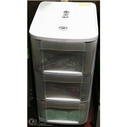 PLASTIC STORAGE WITH SEWING SUPPLIES