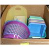 Image 1 : LARGE BOX OF STORAGE TOTES AND BASKETS