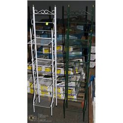 SET OF GREEN AND WHITE BAKERS RACKS
