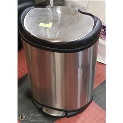 LARGE STAINLESS STEEL GARBAGE CAN WITH FOOT