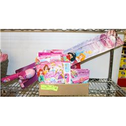 BOX OF DISNEY PRINCESS ITEMS INCL STICKERS,