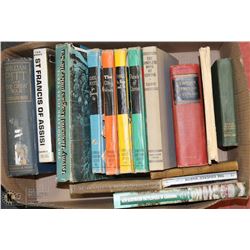 BOX OF ANTIQUE AND VINTAGE BOOKS INCL 1898 BRETT