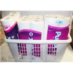 LAUNDRY BASKET OF PUREX TOILET PAPER.