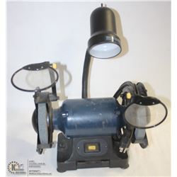 MASTERCRAFT DUAL BENCH GRINDER WITH LIGHT.