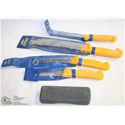 GROUP OF 4 SWIBO KNIVES, 2 BUTCHER, 2 BONING