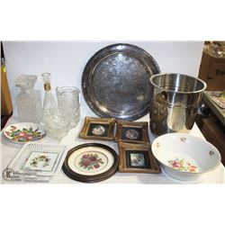ESTATE BOX WITH ASSORTED ITEMS, INCL WINE BUCKET