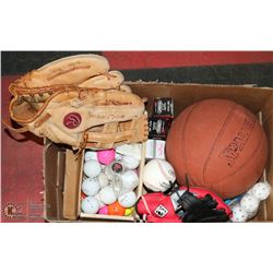 SPALDING BASKETBALL , RAWLINGS GLOVE, NEW GOLF
