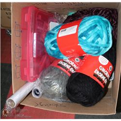LARGE BOX OF CRAFT SUPPLIES, ORGANIZERS, JARS ,