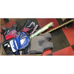 2 SETS STREET HOCKEY PADS INCL  GOALIE CATCHER,