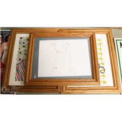 LOT OF 3 OAK WOOD FRAMES.