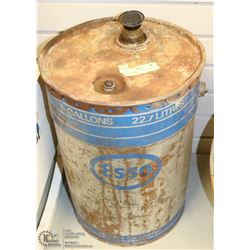 ESSO OIL CAN 5 GALLON FOR COLLECTORS
