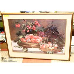 LARGE FRUIT PICTURE WITH WOOD FRAME