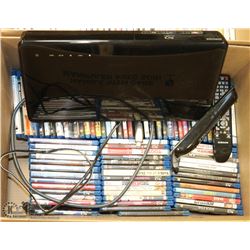 LARGE BOX OF BLU-RAY MOVIES WITH SAMSUNG PLAYER