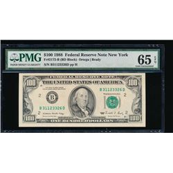 1988 $100 New York Federal Reserve Note PMG 65EPQ