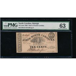 10 Cent 1863 North Carolina Obsolete Note PMG 63