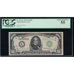 1934A $1000 San Francisco Federal Reserve Note PCGS 55