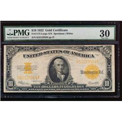 1922 $10 Gold Certificate PMG 30