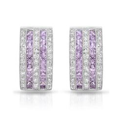18KT White Gold 2.05ctw Pink Sapphire and Diamond Earrings