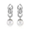 14KT White Gold 11.13ctw Pearl and Diamond Earrings
