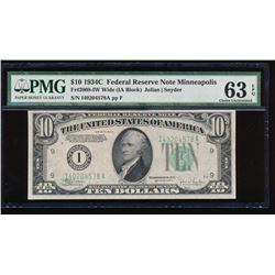 1934C $10 Minneapolis Wide Federal Reserve Note PMG 63EPQ