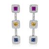 Image 1 : 14KT White Gold 1.34ctw Multi Color Sapphire and Diamond Earrings