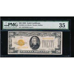 1928 $20 Gold Certificate PMG 35