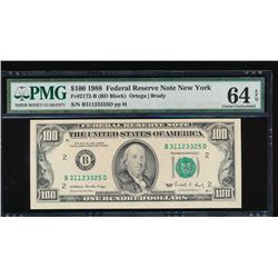 1988 $100 New York Federal Reserve Note PMG 64EPQ