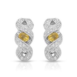 14KT White Gold 0.56ctw Sapphire and Diamond Earrings