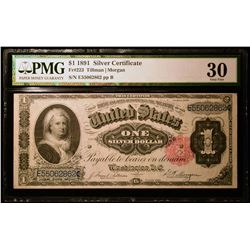 1891 $1 Martha Washington Silver Certificate PMG VF30