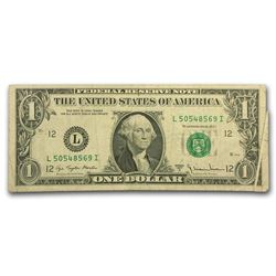 1977 $1 Gutter Fold Error San Francisco Federal Reserve Note