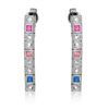 Image 1 : 14KT White Gold 0.60ctw Multi Color Sapphire and Diamond Earrings