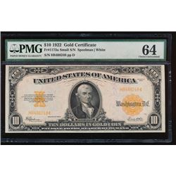1922 $10 Large Gold Certificate PMG 64