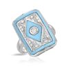 Image 1 : 14KT White Gold 1.04ctw Turquoise and Diamond Ring