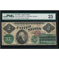 1862 $2 Legal Tender Note PMG 25
