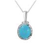 Image 1 : 14KT White Gold 5.28ct Turquoise and Diamond Pendant with Chain