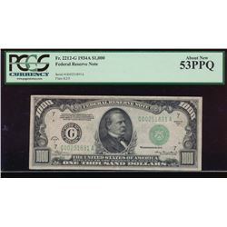 1934A $1000 Chicago Federal Reserve Note PCGS 53PPQ