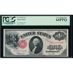 1917 $1 Large Legal Tender Note PCGS 64PPQ