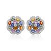 Image 1 : 14KT White Gold 10.92ctw Multi Color Sapphire and Diamond Earrings