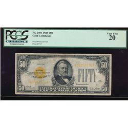 1928 $50 Gold Certificate PCGS 20