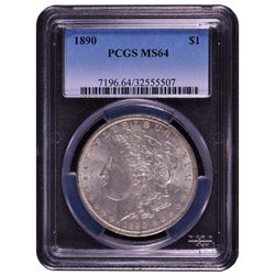 1890 $1 Morgan Silver Dollar Coin PCGS MS64
